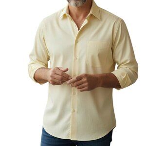 GEOFFREY BEENE Light Yellow Long Sleeve Wrinkle Free Dress Shirt - 16-1/2--32/33